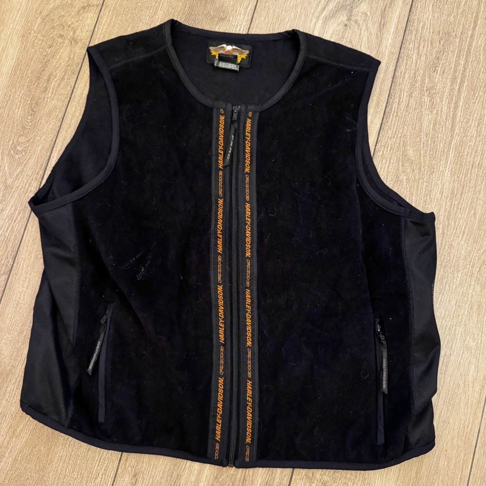Harley Davidson FXRG Mens XXL Black Fleece Full Zip Vest Mesh Side Panels USA
